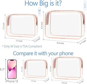 Bolsa de maquillaje de viaje con cremallera antiarañazos de neopreno de PVC transparente de tamaño personalizado de alta calidad bolsa de cosméticos impermeable duradera - Product Image 2