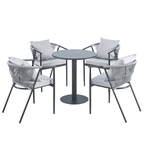Ensemble <span class=keywords><strong>de</strong></span> table et chaises <span class=keywords><strong>de</strong></span> salle à manger modernes <span class=keywords><strong>pour</strong></span> patio, table en métal et 4 chaises en corde <span class=keywords><strong>pour</strong></span> restaurant - Product Image 4