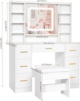 Table de toilette moderne de luxe en MDF avec miroir éclairé pour chambre à coucher, hôtel et salon