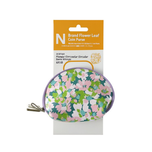 Portamonete semicircolare con motivo floreale a foglie N Brand 11,5x9 cm, portachiavi con cerniera, mini portatile unisex - Product Image 2