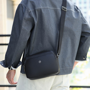 Sacs à bandoulière pour hommes en cuir PU personnalisé, sacs bandoulière en cuir tanné végétal, petits sacs messager en cuir de vachette tendance - Product Image 2