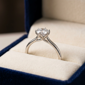 Prong Setting Minimalist 925 Sterling Silver Women's Vietnam Lab Created Moissanite Solitaire Engagement <b>Ring</b> GRA Certified - Product Image 3
