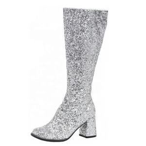 Costumes des années 60 et 70, bottines à talons carrés, bottines à paillettes, bottines à talon épais, bottines <span class=keywords><strong>gogo</strong></span> pour femmes - Product Image 1