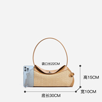 Moda kadın hakiki deri Rattan kadın çanta yüksek kalite Crossbody rafya saman dokuma Crossbody omuz plaj çantası