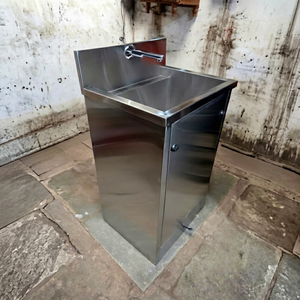 Évier commercial en acier inoxydable avec armoire, évier simple avec robinet intégré pour la préparation culinaire en cuisine - Product Image 1
