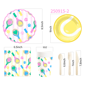 Ensemble de vaisselle sur le thème du sport DAMAI avec des éléments de tennis, assiettes en papier, serviettes, gobelets pour fête d'anniversaire de garçon ou de fille - Product Image 6
