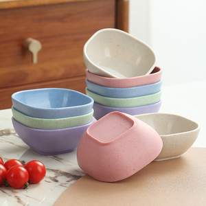 Set di 6 Piattini Quadrati da 4 Pollici in Paglia di Grano, Adatti al Microonde, per Condimenti, Barbecue e Salsa di Soia - Product Image 2