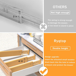 Organizador de Almacenamiento Extensible de Bambú para Cajones, Separador Rectangular de Escritorio, Tipo Vertical, para Ordenar Cajones - Product Image 3