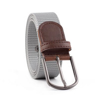 Ceinture en tissu tricoté imitation nylon avec boucle ardillon en alliage Honsen F875 Noir 3,3 cm Durable pour femmes
