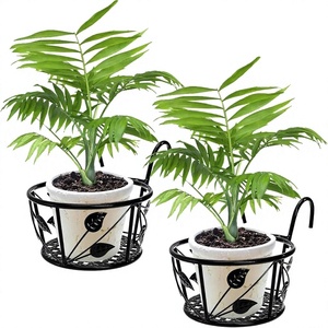 Panier suspendu en métal noir avec crochet, pot de fleurs thermolaqué pour balustrade de balcon et jardin - Product Image 1