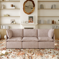 VOXHOME Canapé d'angle modulaire en tissu de lin simulé, style italien moderne et minimaliste, luxe léger, ensemble de meubles en forme de L