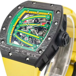 Reloj de pulsera para hombre con movimiento automático, esqueleto, forma de barril, tourbillon, fibra de carbono, adecuado para deportes, negocios y uso diario. - Product Image 2