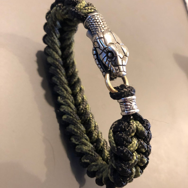 Snake Head Paracord Custom logo Adjustable Slider Chain Adult Charm Fashion Snake Bead Bangle Lobster Snake Clasp Bracelet Men