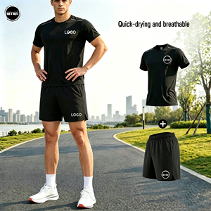 T-Shirt e <span class=keywords><strong>Pantaloncini</strong></span> da Palestra Unisex di Alta Qualità, Asciugatura Rapida, Traspiranti, Antibatterici, Abbigliamento Sportivo per <span class=keywords><strong>Calcio</strong></span>, Manica Corta per Uso Quotidiano - Product Image 2