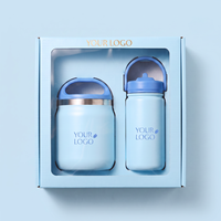 Ensemble cadeau Everich de bouteille isotherme et de boîte à repas pour enfants avec motif d'animaux de dessin animé, boîte à lunch sous vide en acier inoxydable 304, logo personnalisé OEM ODM