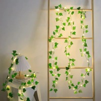 Guirlande LED en rotin vert avec lumière blanc chaud pour décoration extérieure de cour et balcon, étanche, simulation de lierre et saule, Noël
