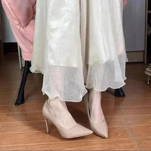 Modernos Tacones Altos Formales de PU para Mujer, Color Nude, Punta Puntiaguda, Tacones de Aguja de 6-8 cm, Decoración de Cristal, Uso Diario, Tendencia de Moda - Product Image 2