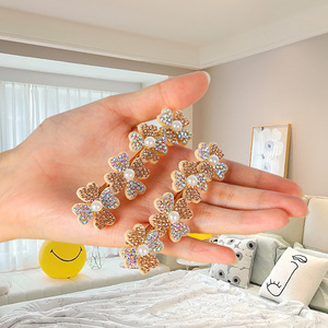Pinza para el pelo de moda con diamantes de imitación de 12 cm, clip de resorte, accesorio diario para mujer, hecho en China - Product Image 4