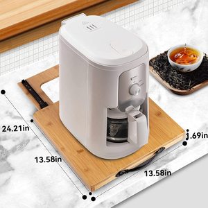 Base de machine à café en bambou, plateau coulissant en bois pour comptoir de cuisine, support pour friteuse à air et machine à pain, 13,58 po x 24,21 po - Product Image 1