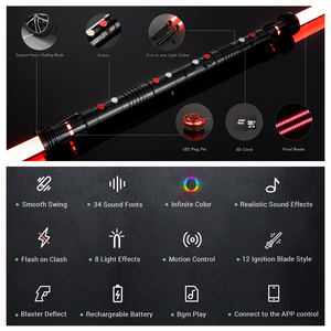 2025 dernier sabre laser de duel lourd sabre en métal à double tranchant avec lumière, son et flash-sur-choc sabre laser RVB - Product Image 2