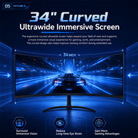 Monitor de Juegos Curvo OEM R&E de 24/27/32/34/49 Pulgadas, 2K/4K, 240Hz, 1ms de Tiempo de Respuesta, Panel IPS/VA, Diseño sin Marco Negro, Adaptativo
