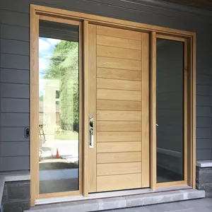 Prettywood Latest Design American Black Walnut Exterior Modern House Solid Wooden Front Door For Sale