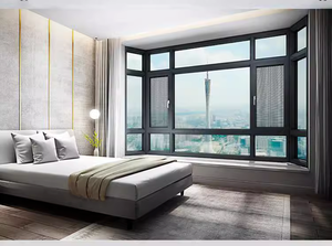 Fenêtres à battants modernes en alliage d'aluminium à rupture de pont thermique, <span class=keywords><strong>double</strong></span> <span class=keywords><strong>vitrage</strong></span>, verre trempé, économie d'énergie, acier inoxydable, certifiées Energy Star - Product Image 2