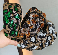 Luxuriöses Handgefertigtes Modisches Breites Geflochtenes Stirnband mit Bunten Pailletten für Hochzeiten und Bankette