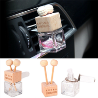 Mini flacon diffuseur de parfum pour voiture en verre de 5 ml, 8 ml, 10 ml avec bouchon en bois et joint à vis, diffuseur d'arômes et flacon de parfum à suspendre pour voiture