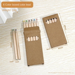 Pensil warna <span class=keywords><strong>Mini</strong></span> 3.5 inci Promosi Set pensil warna Logo kustom pensil warna kayu dengan kotak kertas Kraft - Product Image 6