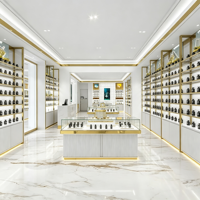 Vitrine de présentation de parfums de luxe en or blanc, avec éclairage LED, en verre, écologique, taille personnalisable, pour boutique professionnelle