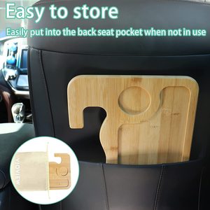 Four Directions Bamboo <b>Car</b> <b>Table</b> 40x30x1.2cm Seat Back Tray With Cup Holder For Kids Eating - Product Image 1