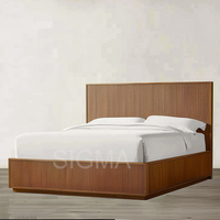 Moderne Innen möbel White Oak Reeding und Furniere Wohnzimmer Wohnzimmer High-End Schlafzimmer Shelter Bett mit Trittbrett