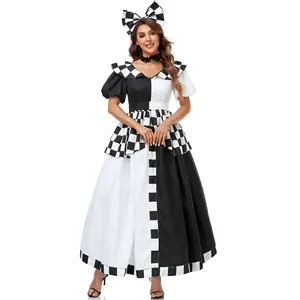 M-XL Cosplay Zwart-Wit Geruit Mickey Halloween Kostuum