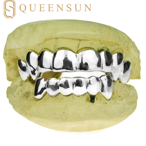 Queensun Fine Jewelry Hip Hop Teeth <span class=keywords><strong>Grillz</strong></span> 925 Sterling Silver Silver Plated Heavy Duty Unisex 5G Weight - Product Image 2