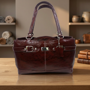 Bolso de Mano Moderno de Cuero Genuino Ecológico con Dos Correas, Gran Capacidad, Bandolera para Mujer, Resistente al Agua, con Cierre - Product Image 3