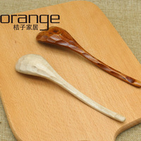 Cuillère à soupe en bois de style japonais avec motif de coquille de tortue Petite cuillère à riz créative pour enfants Ustensiles coréens