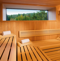 Ruang Sauna Uap Luar Ruangan dengan Kaca Tempered untuk Privasi, untuk 2-6 Orang, Dilengkapi dengan Tungku Sauna dan Gym Taman
