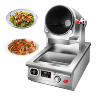 Wok rotatif intelligent entièrement automatique en acier inoxydable de luxe Semikron pour cuisine de restaurant, alimenté par batterie