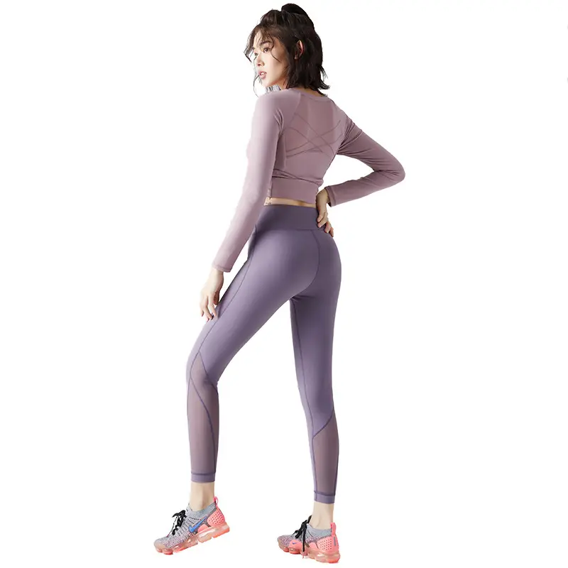 Conjunto de calças de ioga com top de peça única para mulheres, roupa de ginástica personalizada ln446 para uso ativo, leggings para dança e roupas esportivas