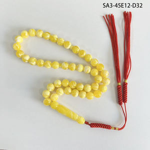 Rosario Musulmán Estilo Árabe Tasbih, 45 Piezas, 10mm, Resina Amarilla, Tasbih para Adoración Musulmana, una Fusión de Fe y Arte Islámico - Product Image 6