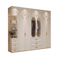 Meubles de chambre à coucher fabriqués en usine, armoire de style français couleur crème, coiffeuse intégrée, meubles de chambre à coucher en bois massif