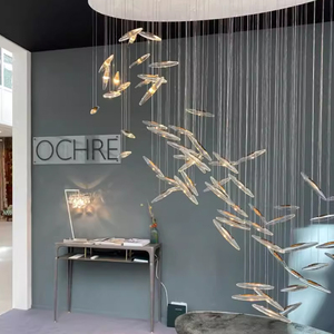 Lampe pendante déco LED moderne personnalisée Lustre haut plafond en cristal Escalier carré en acier inoxydable pour la maison Hôtel Living - Product Image 5