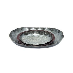 Galvanized Serving Tray Set Elegant Grey Decorative Trays Durable Solution for Home Restaurant Hotel Use - Product Image 2