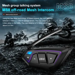 Ejeas Ms8 8 Mensen Lange Afstand Motorfiets Bluetooth Helm Headset Mesh Intercom