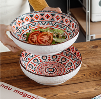 Simplee — ensemble de table en céramique, style bohème, élégant, avec motif imprimé à la machine, pour la maison, le restaurant