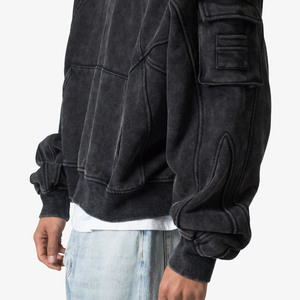 Custom 500 Gsm Oversized Hoodie Streetwear French Terry Cargo Pocket Hoodie - Product Image 6