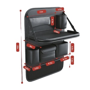 QEEPEI universalcar PU cuero coche asiento trasero organizador para bebés juguetes almacenamiento con mesa de comedor plegable soporte de bolsillo