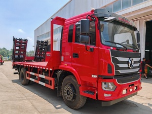 Maquinaria pesada de construcción de 31 toneladas y camiones de plataforma plana de 9,6 m se utilizan para transportar camiones de plataforma plana 6x4 nuevos con retroexcavadora. - Product Image 3