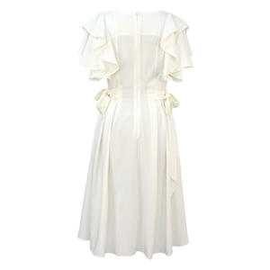 <span class=keywords><strong>Vestido</strong></span> Midi Elegante <span class=keywords><strong>de</strong></span> Verano para Mujer - <span class=keywords><strong>Vestido</strong></span> con Volantes en las Mangas, Cuello Cuadrado, Lazo en la Cintura y Corte Evase - Product Image 2